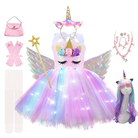 Vestido de Festa Rainbow Unicorn