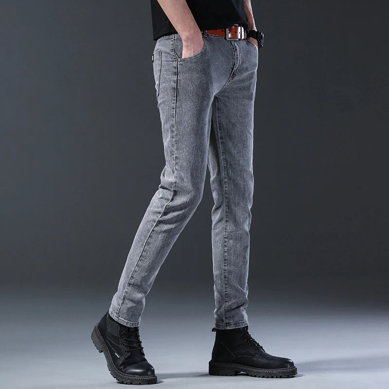 Jeans de perna reta slim fit masculino