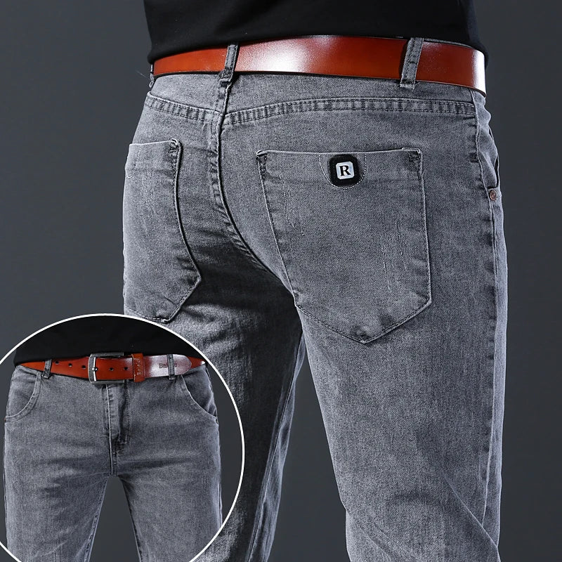 Jeans de perna reta slim fit masculino