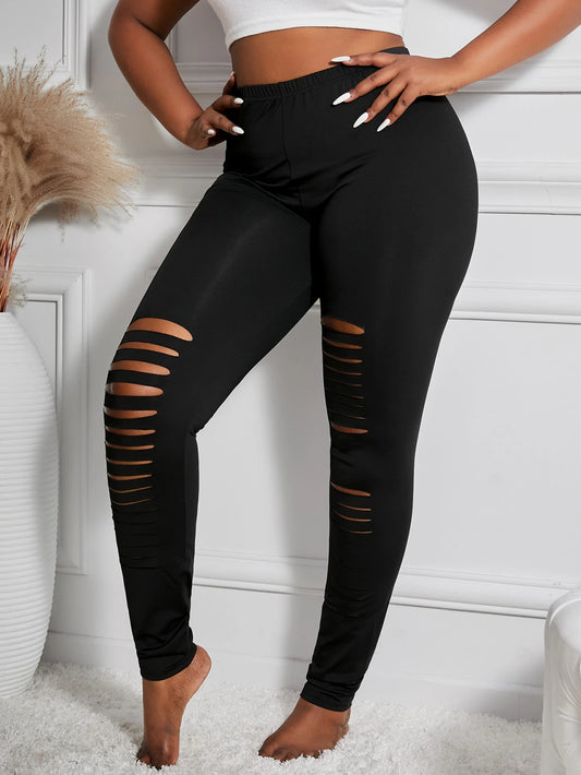 Leggings rasgadas irregulares pretas