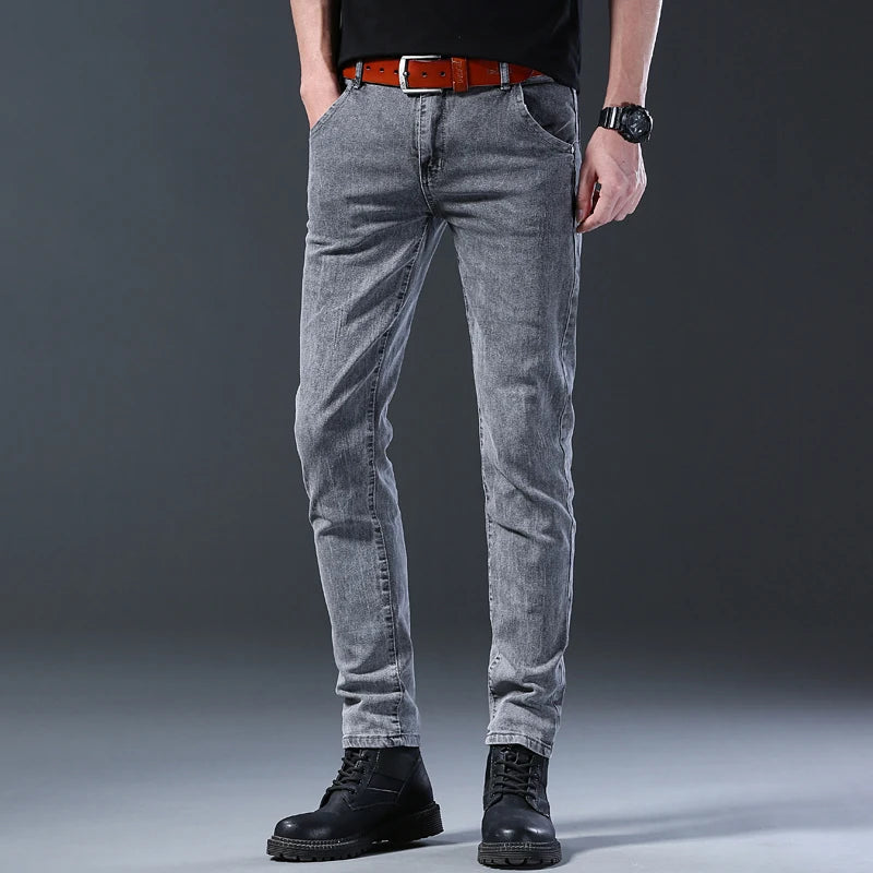 Jeans de perna reta slim fit masculino