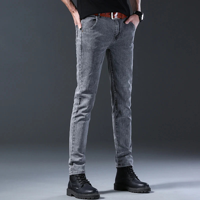 Jeans de perna reta slim fit masculino